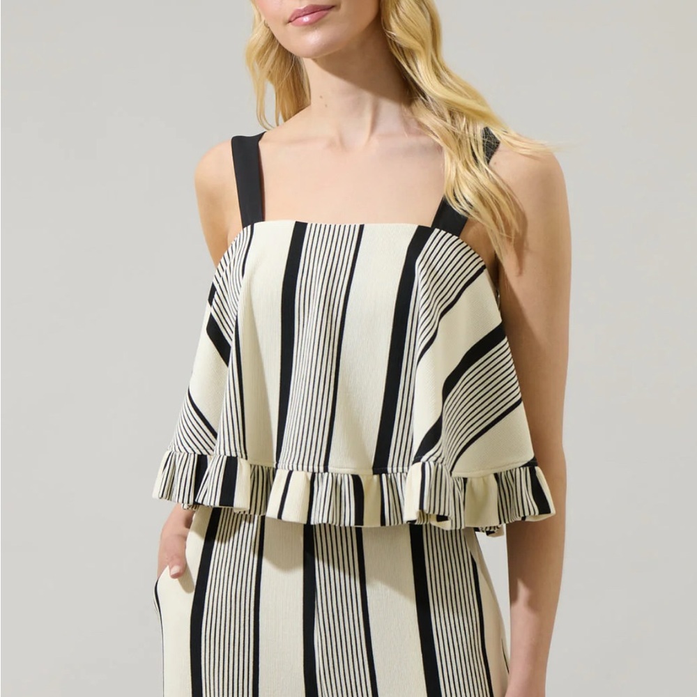 Sugar+Lips Devra Club Stripe Ruffle Top